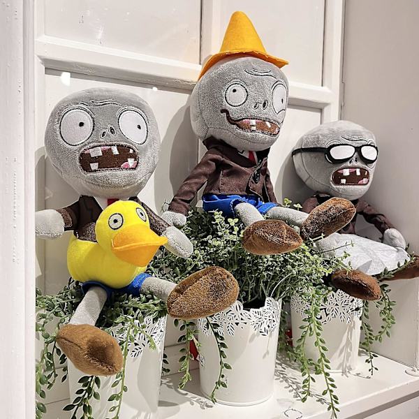 3 st Plants Vs Zombies Plyschleksaker Zombie Set, Ducky Zombie Newspaper Zombie & Conehead Zombie, mjuk figurdocka Plants Vs Zombies Leksaker Pvz Plysch