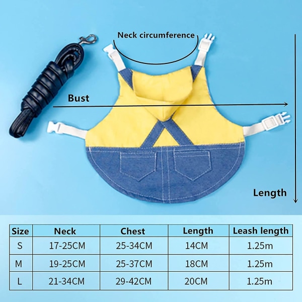 Säädettävä kaninvaljas, kaninvaljas ja hihna, kaninvaatteiden valjaat hihna kaneille, freteille, hamstereille Yellow M