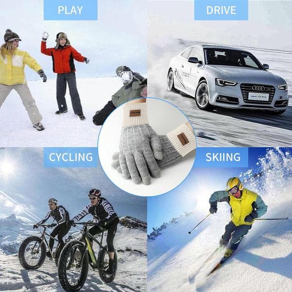 2 set vinter touchscreen handskar, varma elastiska stickade handskar för dam och herr, tjocka handskar i imitation av ull