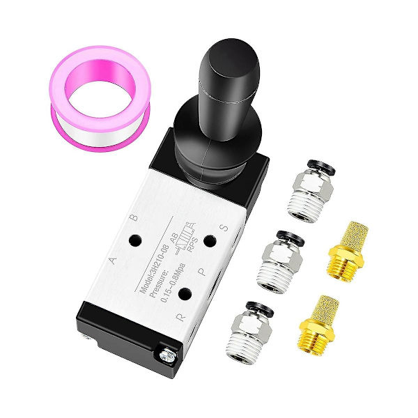 1/4 tommer Npt 5-vejs 3-positions luft håndtag betjent ventil pneumatisk magnetventil manuel kontrol