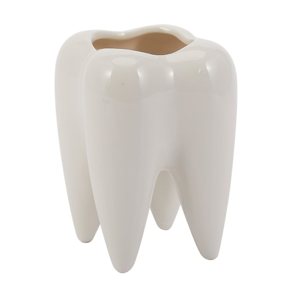 Tooth Shape White Ceramic Flower Pot Modern Design Planter Teeth Model Mini Desktop Pot Creative Gi