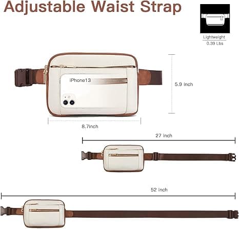 Midjeväskor för kvinnor Crossbody-väska Läderbälte Mode Midjeväska med justerbar rem Beige Brun