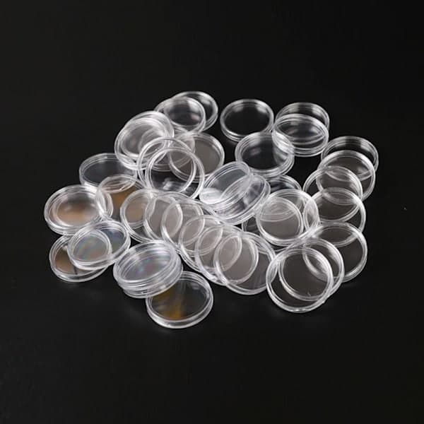 100 STK 30 mm Møntetuier Holder Møntsamlingsboks Case Mønt Transparent