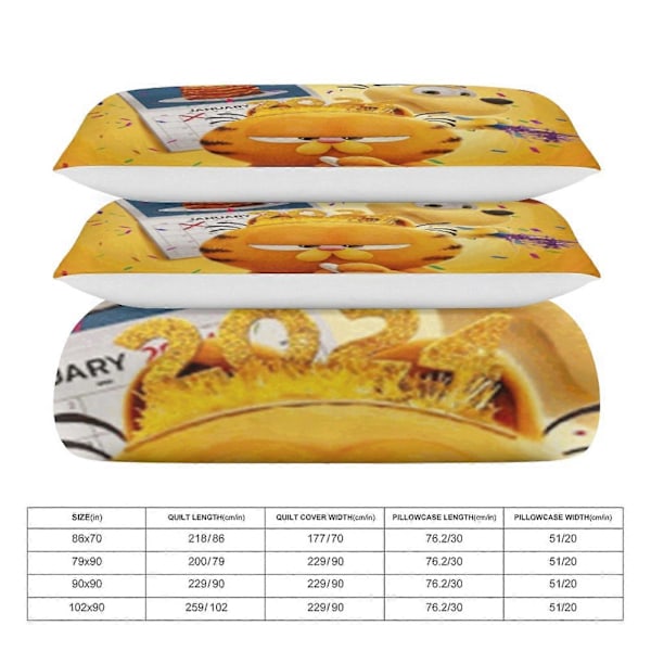 x100 Garfield Peittopussilakana Mikrokuitu Vuodevaatesetti 3D-painettu Kevyt 3-osainen Peittosetti, 1 Peittopussi ja 2 Tyynyliinaa Lapsille Pojille 135x200cm 53x78in