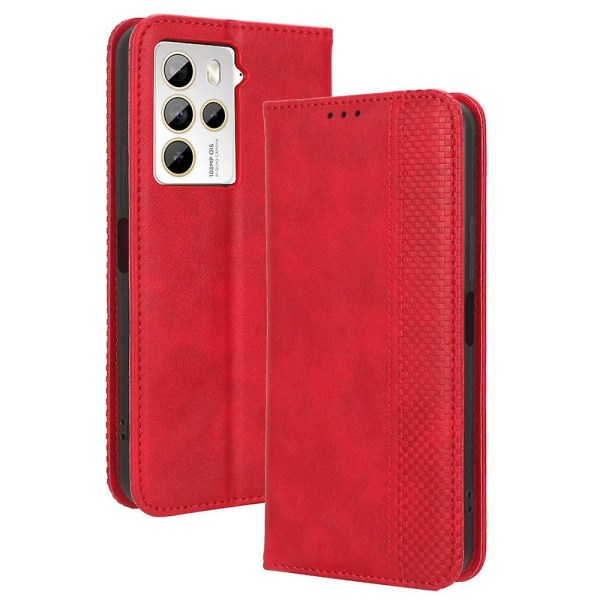 Stötsäker telefonfodral i PU-läder med retrodesign för HTC U23 Pro 5G Red