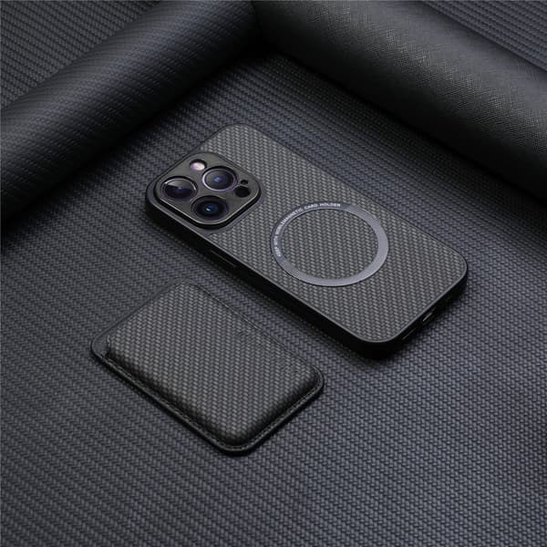 Magnetic Protective Case Supports MagSafe with Card Holder Black iPhone 15 Pro Black