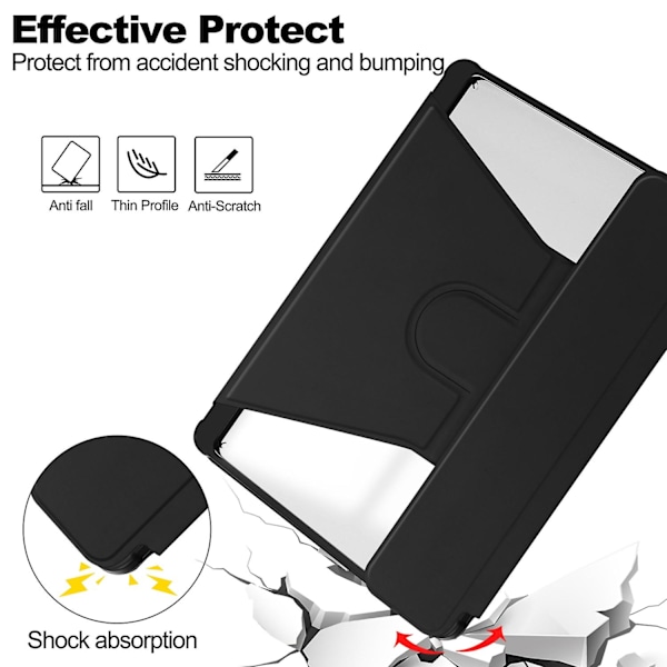 Etui med roterende stativ for iPad Pro 11 (2024) - Lær + Akryl Tablettdeksel (uten tastatur) Multicolor Black