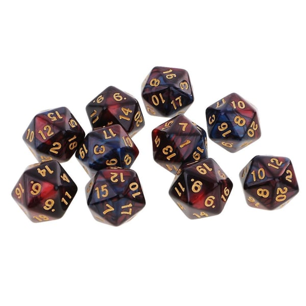 3x10stk 20-sidet terning D20 polyhedral terning for Dungeons And Dragons brettspill rød+svart