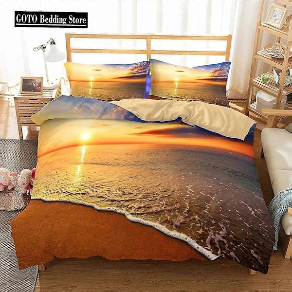 v190 Sengesett Dynetrekk Sett Strand Luksus Sengetøy Soloppgang Dynetrekk Sett Hjemmetekstil California King Sengetøy Sett % Høy Kvalitet 3-Dels Seng 200x200cm 78x78in