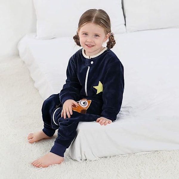 Babysockså med fötter Pyjamas Babysockså Kläder Sovromper med dragkedjor Långärmad pyjamas för babyflicka pojke 1-6 år L black
