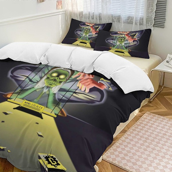 v1502 Goosebumps Slappy Quilt Sæt Tyk Blød 3 Dele Sengesæt Helårs Dynebetræk med 2 Pudebetræk til Voksne Kvinder Piger Teenagere Hjem Værelse De 200x200cm 78x78in