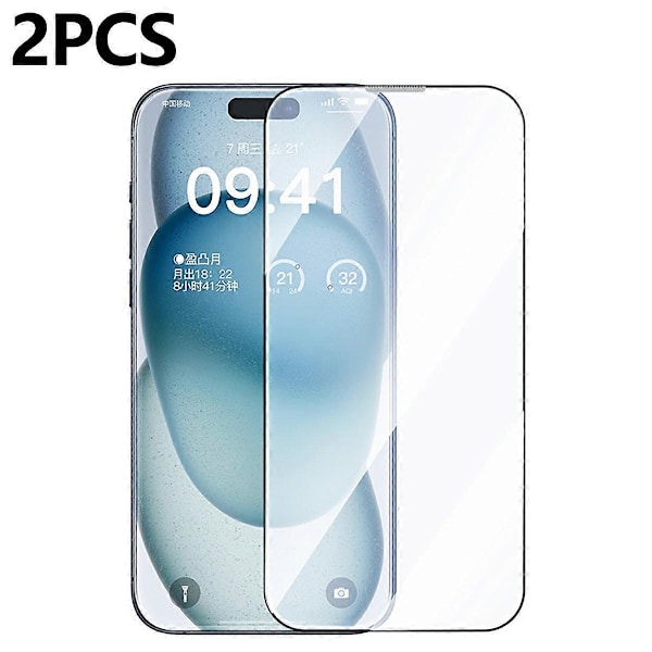 BASEUS Crystalline Series 2-pack För iPhone 16 Plus / 15 Plus Anti-Blått Ljus Skyddsfilm Härdat Glas