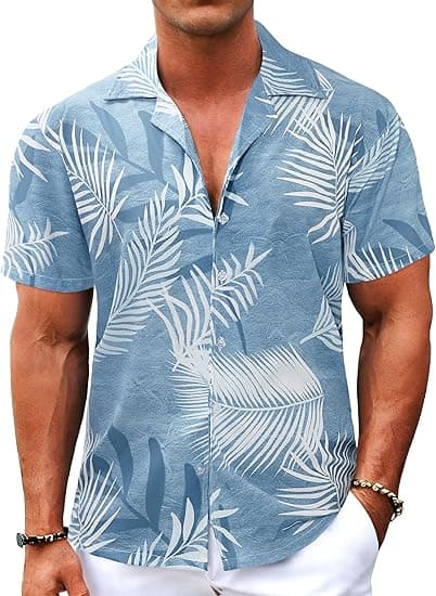 Hawaiiskjorter til mænd med korte ærmer og knapper
