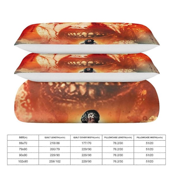 x568 Terrifier 3-osainen vuodevaatesetti Lämmin ja mukava pehmeä pussilakanasetti, jossa 1 pussilakana ja 2 tyynyliinaa makuuhuoneeseen b568 135x200cm 53x78in