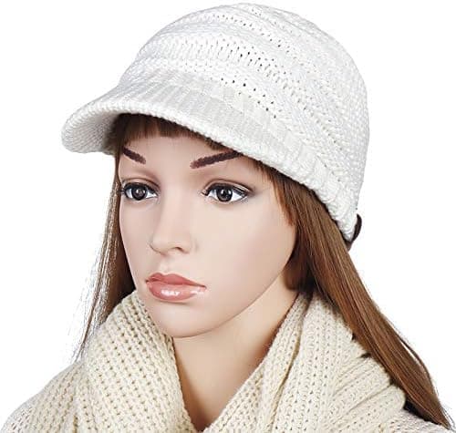Vinter varm hestehale strikket hue white