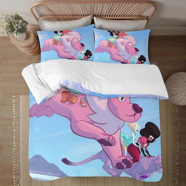 v593 STEVEN UNIVERSE Myk 3D-printet Dynetrekk Sengetøy Sett med Dynetrekk 3-delt Sett Inkluderer 2 Putetrekk og 1 Trekk Maskinvaskbar ol59 135x200cm 53x78in