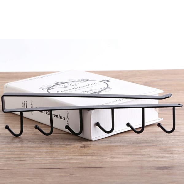Multifunction Kitchen Storage Rack Cabinet Shelf Hanging Hook Wardrobe Organizer Holder Black 0.2