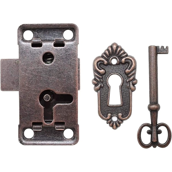 Antique Cabinet Door Lock, Antique Lock Set - Decorative Lock With Keys And Screws - For Mailboxes, Lockers, Cabinets, Toolbox Hy