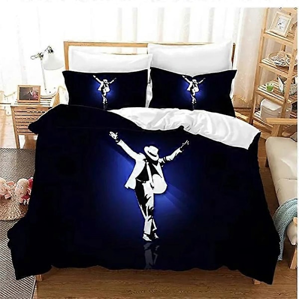 a105 Sängkläder Michael Jackson Sängset för Barn och Vuxna Påslakan Örngott Linneset Pojkar Flickor 3-Delars Sängset (1 Påslakan + 2 200x200cm 78x78in
