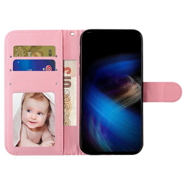 Motorola Moto G14 5g Plånboksfodral i Läder 3d Mönster Folio Cover Roses