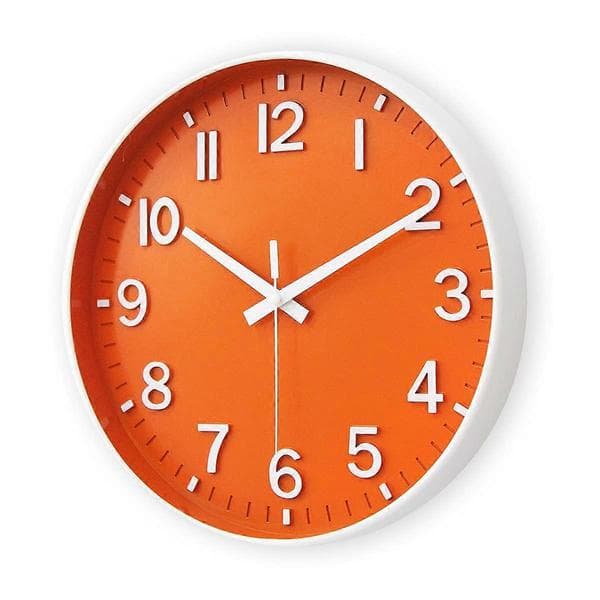 Väggklocka 30 cm Tyst Klocka för Vardagsrum (Orange)