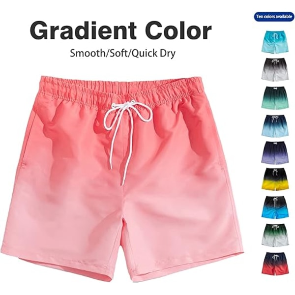 Herre Svømmebukser Badebukser Hurtigtørrende Gradient Farve Strandshorts Vandshorts Ferie Casual Sportswear med Lommer L Pink