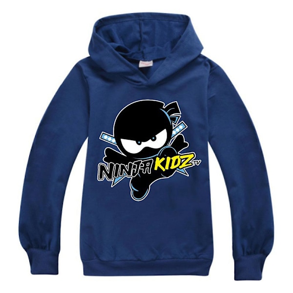 Ninja Kidz Barn Casual Hoodie Langærmet Trykt Hettegenser Genser Genser Topper Gutter Jenter Aktivtøy For Alder 7-14 År Navy Blue 7-8 Years