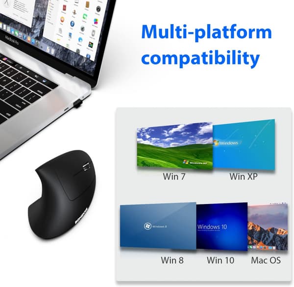 Ergonomisk mus, vertikal trådlös datormus 2.4G med