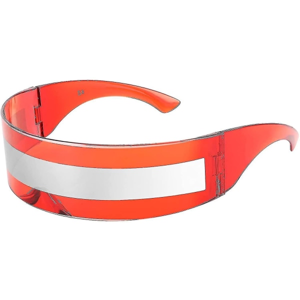 80'er Futuristisk Visor Cyber Solbriller Mænd Kvinder Futuristisk Punk Stil Cosplay Red Silver