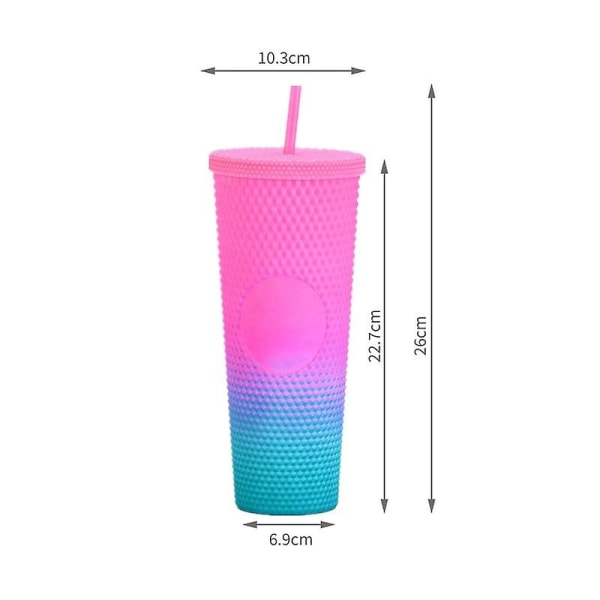 710 ml Kaffekopp Jul Kallvatten Mugg Tumbler Cup med halm-gradient A