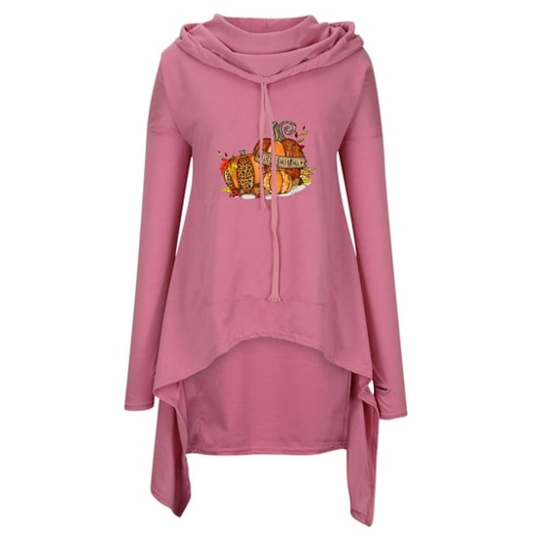 Womens Sweatshirts,Women Plus Size Casual Long Sleeve Loose Medium And Long Tops Hooded Sweatshirts Printed Women Blouse Thanksgiving Print,Pink,L Pink L