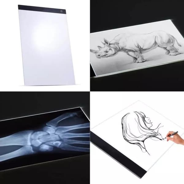 A4 LED Ritetavle - Lysbord / Lysplate - Bærbar - FA - Hvit Vit white
