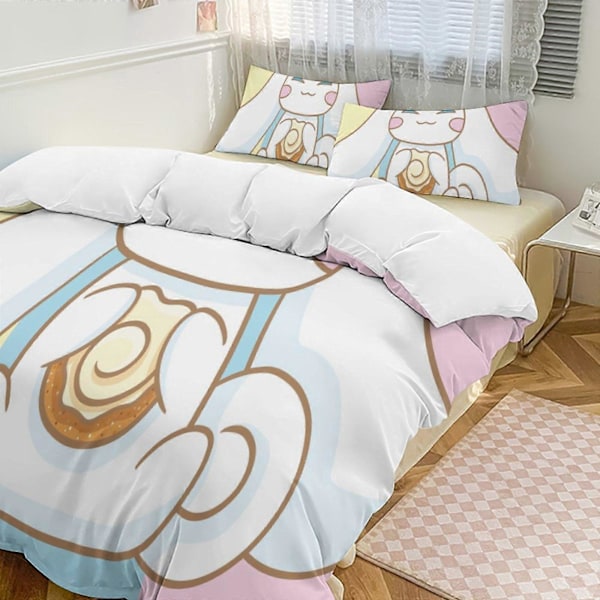 v1468 Cinnamoroll Dynesett Tykkere Mykt 3-delt Sengesett Helårs Dynetrekk med 2 Putetrekk for Voksne Kvinner Jenter Tenåringer Hjem Rom Dekor io 135x200cm 53x78in