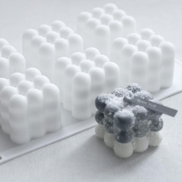 Bubble Candle Molds, 6-Cavity Rubik's Cube Silicone Molds, DIY Molds for Creative Baking Mousses.