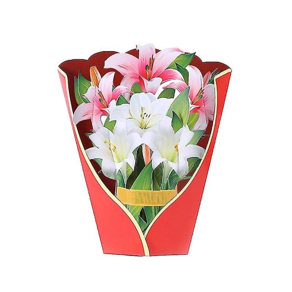 Vikbar gratulationskort Utsökt vikbar Bred applikation Doftfri Diy Levande Pappersros Blomma Popup-kort för present D