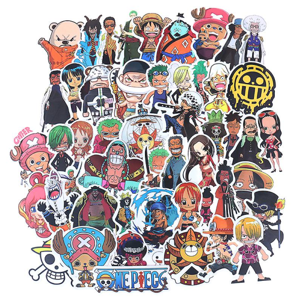 50 stk Anime One Piece Luffy Stickers Bil Laptop Skateboard Rygsæk Decals Shytmv One Size