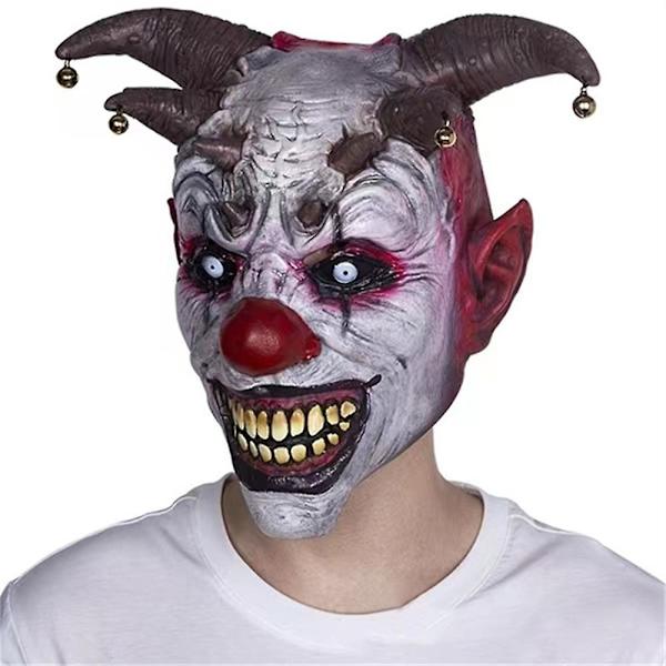 Skräck Ond Klocka Clown Mask Vuxen Läskig Killer Joker Latex Helansikte Halloween Karneval Cosplay Maskeradkläder Rekvisita