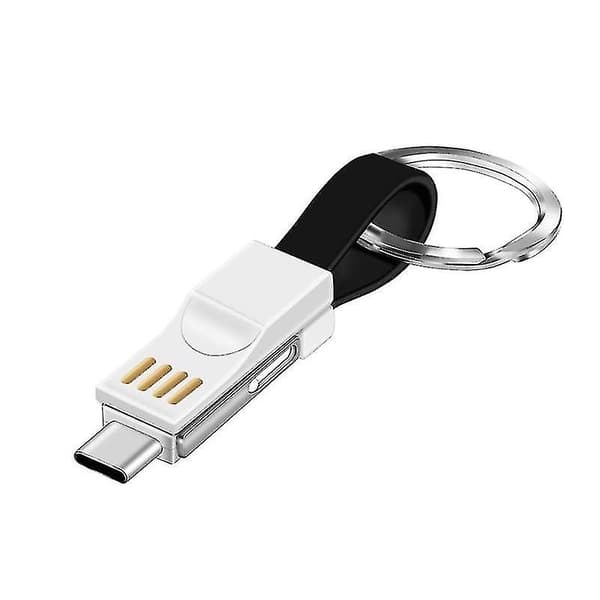 3 i 1 Mini Nøglering Oplader USB Kabel Micro USB Type C Lyn Kabel