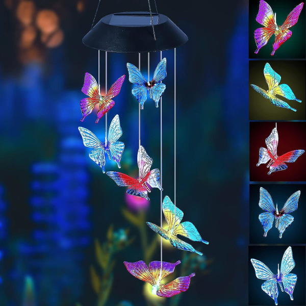 Utomhus Wind Chimes Solar Wind Chimes Butterfly Light