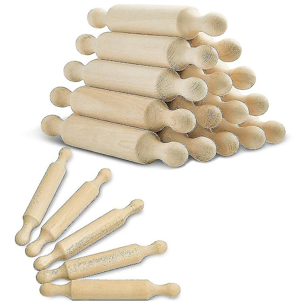 15 Pieces Wooden Mini Rolling Pin 6 Inches Long Kitchen Baking Rolling Pin Small Wood Dough Roller