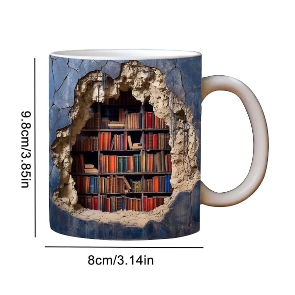 3D Bokhylle Krus - Kule Bursdags Julegaver Til Ham Hennes - Keramisk Kaffe Krus Blue