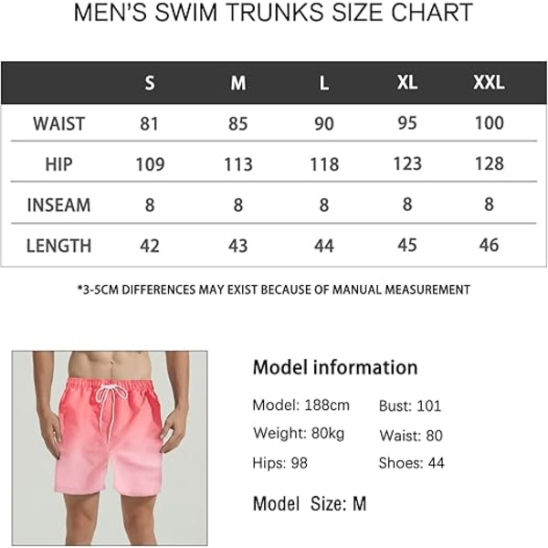 Herrebadebukser Badebukser Hurtigtørrende Gradientfarge Strandshorts Vannshorts Ferie Casual Sportsklær med Lommer XL Pink