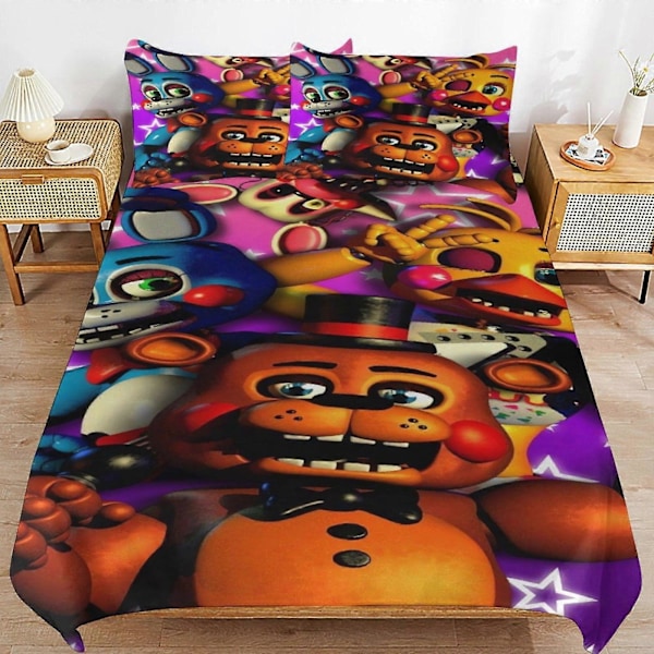 x547 Five Nights at Freddy's FNAF Påslakan Mikrofiber Sängkläder Set 3D-tryckt Lättvikt 3-delars Täcke Set, 1 Påslakan Och 2 Kuddfodral 200x200cm 78x78in