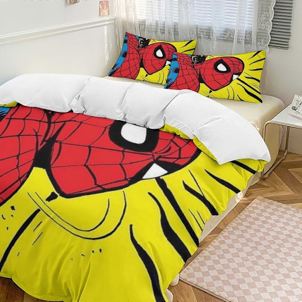 v284 Spider-Man 3-delt sengesett for enkeltseng - Inkluderer 1 enkelt dyne og 2 putevar Sengetøy - Falmebestandig mikrofiber - Spider io284 135x200cm 53x78in