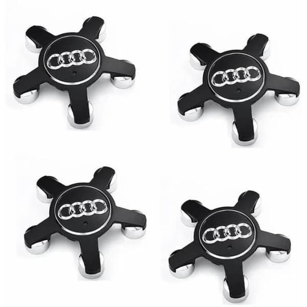 Sæt med 4 emblem hjulkapsler, til Audi hjulkapsler (sort) A3