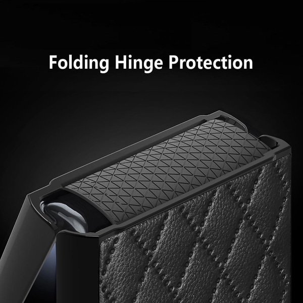 Z Flip 5 etui, blødt læder etui Kompatibel Samaung Galaxy Z Flip 5 med skærmbeskytter bagpå, foldehængslet beskyttelse Black