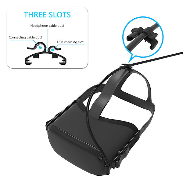 2 kpl linjanhallintakiinnikettä kiinteällä soljella Oculus Quest -datakaapelijärjestäjälle