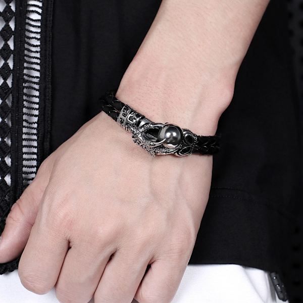 Drage armbånd til mænd, drageklo armbånd til drenge, kloperle armbånd, vikingedrage manchet armbånd, punk drage armbånd