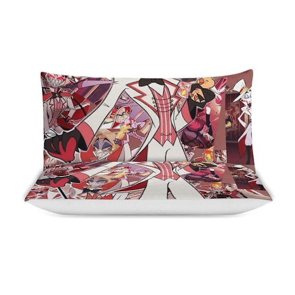 v221 Hazbin Hotel 3-delat Bäddset för Enkelsäng - Inkluderar 1 Enkelt Täcke och 2 Örngott - Färgbeständig Mikrofiber - Hazbin Hotel io221 200x200cm 78x78in