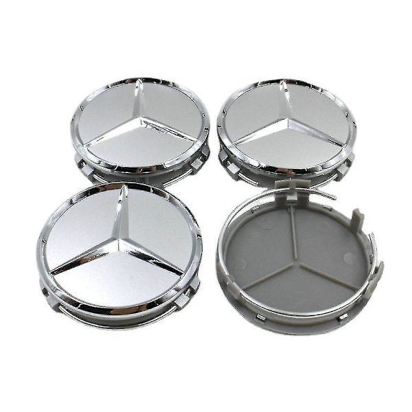 4-piece Car Wheel Cover - Benz Logo 75mm Wheels - Center Wheel Cover Rim Logo 3 Corners Rim Badge black